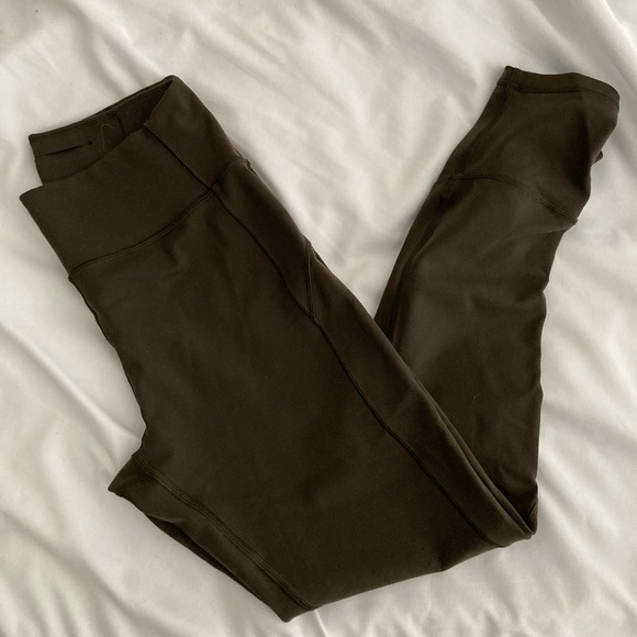 SOLD Lululemon in movement leggings 25” dark olive - Picture 6 of 8